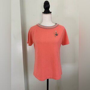 Peachy Pink Vintage Preppy Fine Knit Blouse by Talbots